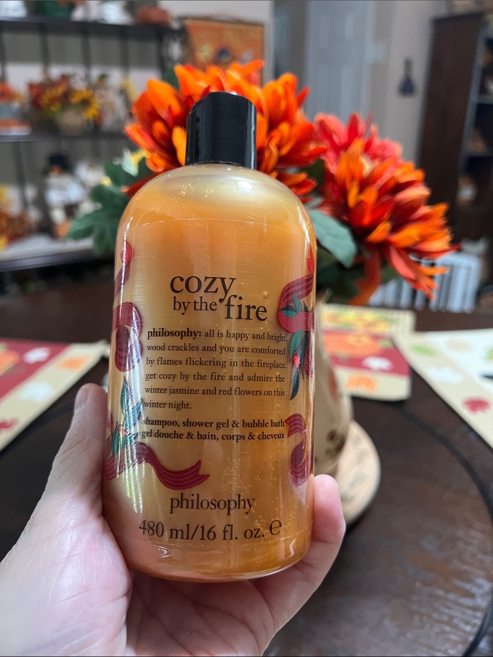 New Philosophy Cozy by the Fire Shimmering Orange Bath & Shower Gel